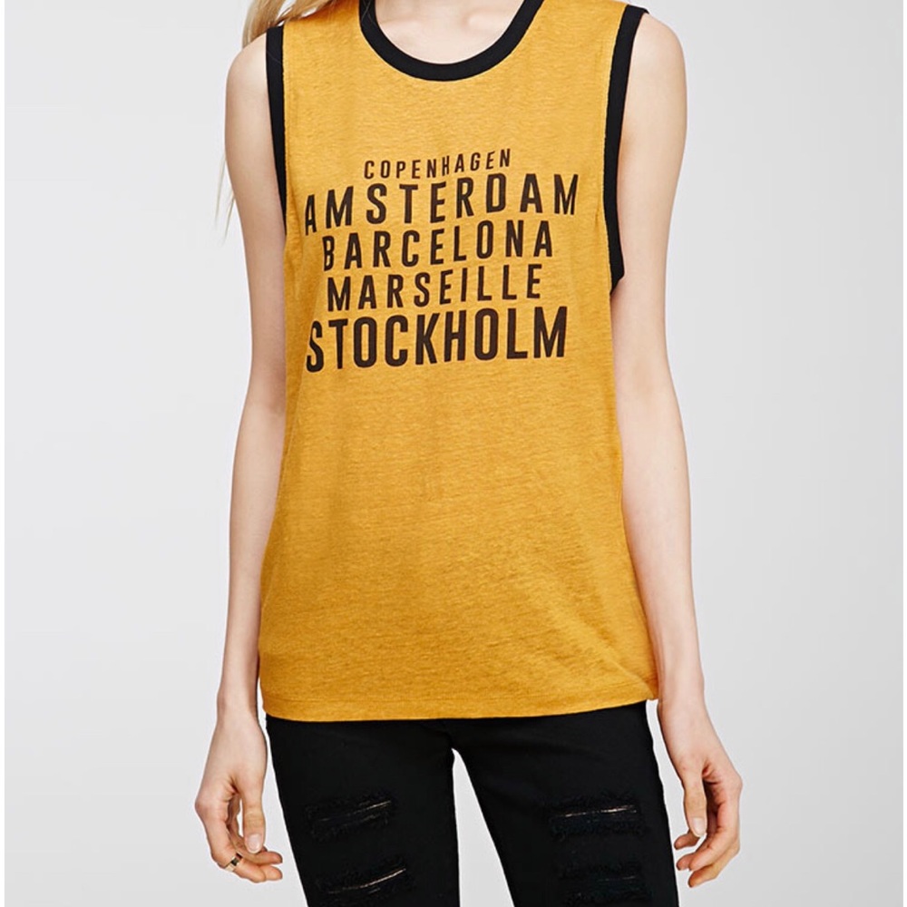 Mustard Yellow Forever 21 Muscle T Shirt